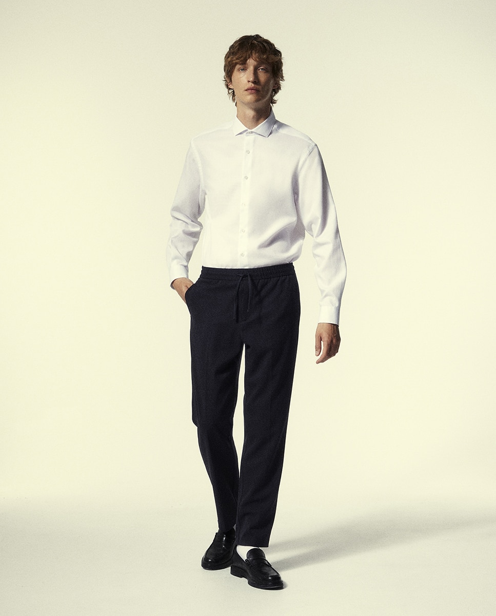 Camisa Regular com Estrutura Branco-1