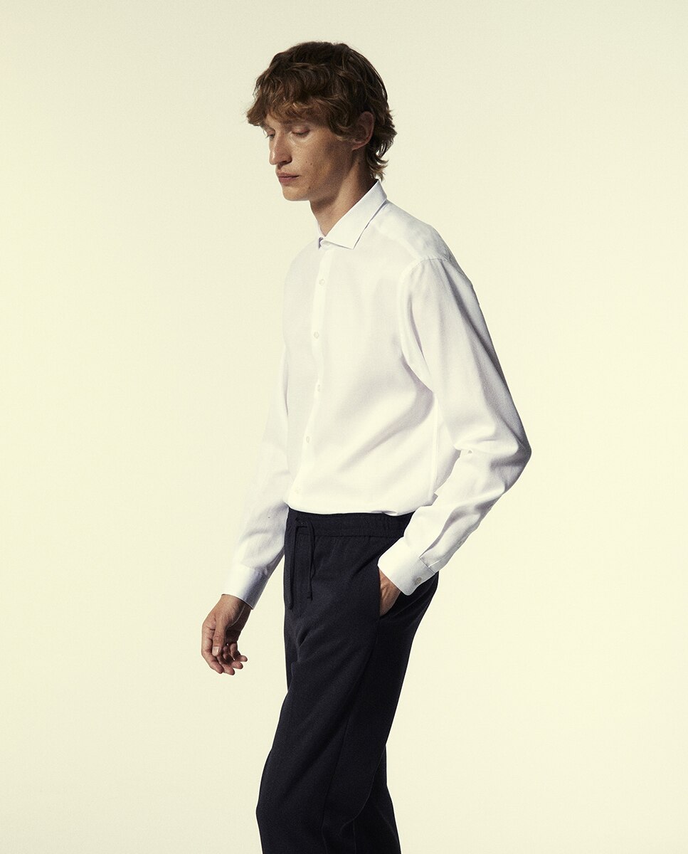 Camisa Regular com Estrutura Branco-3