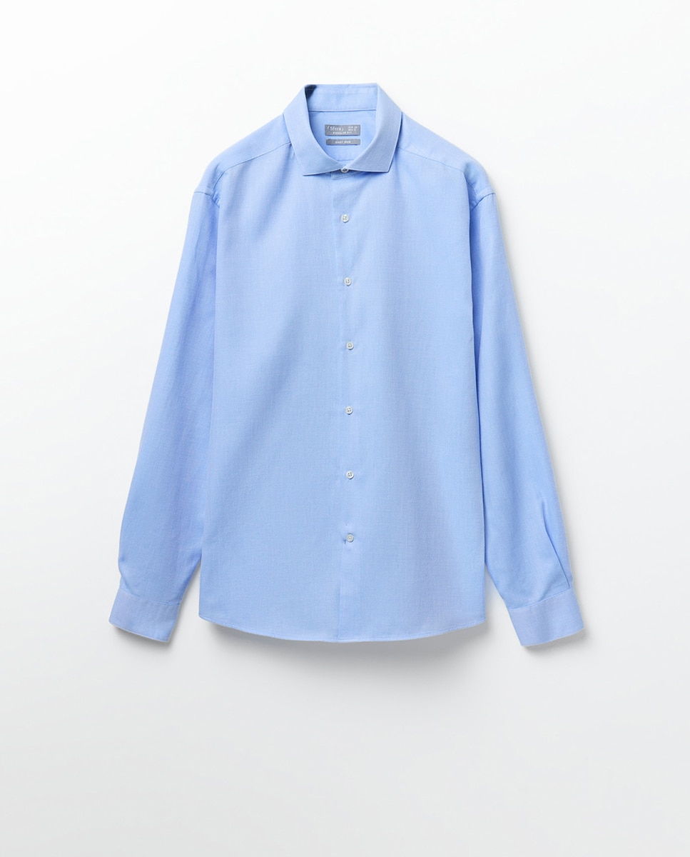 Camisa Regular com Estrutura 400 Azul-2