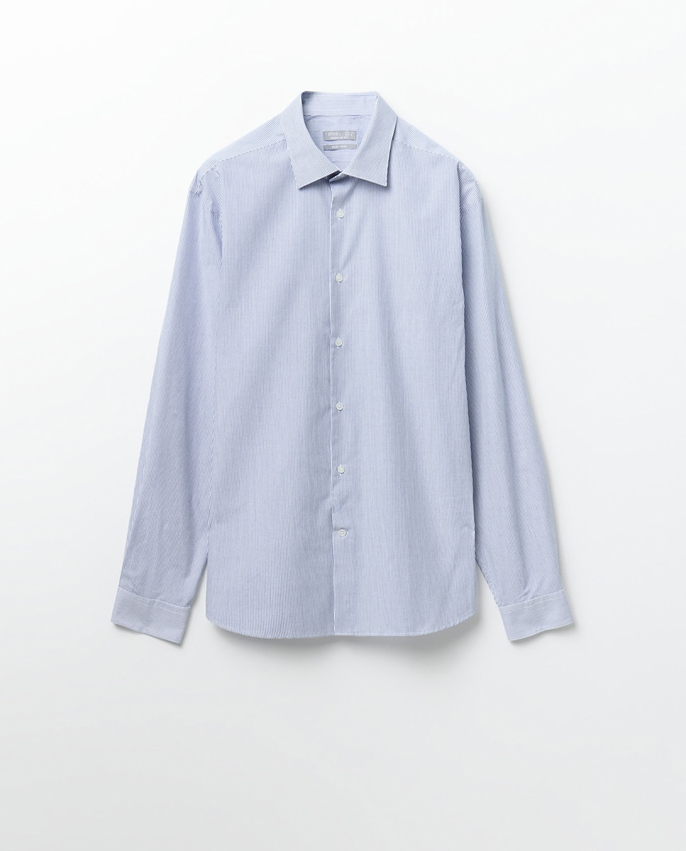Camisa Regular com Risca Fina 400 Azul-7