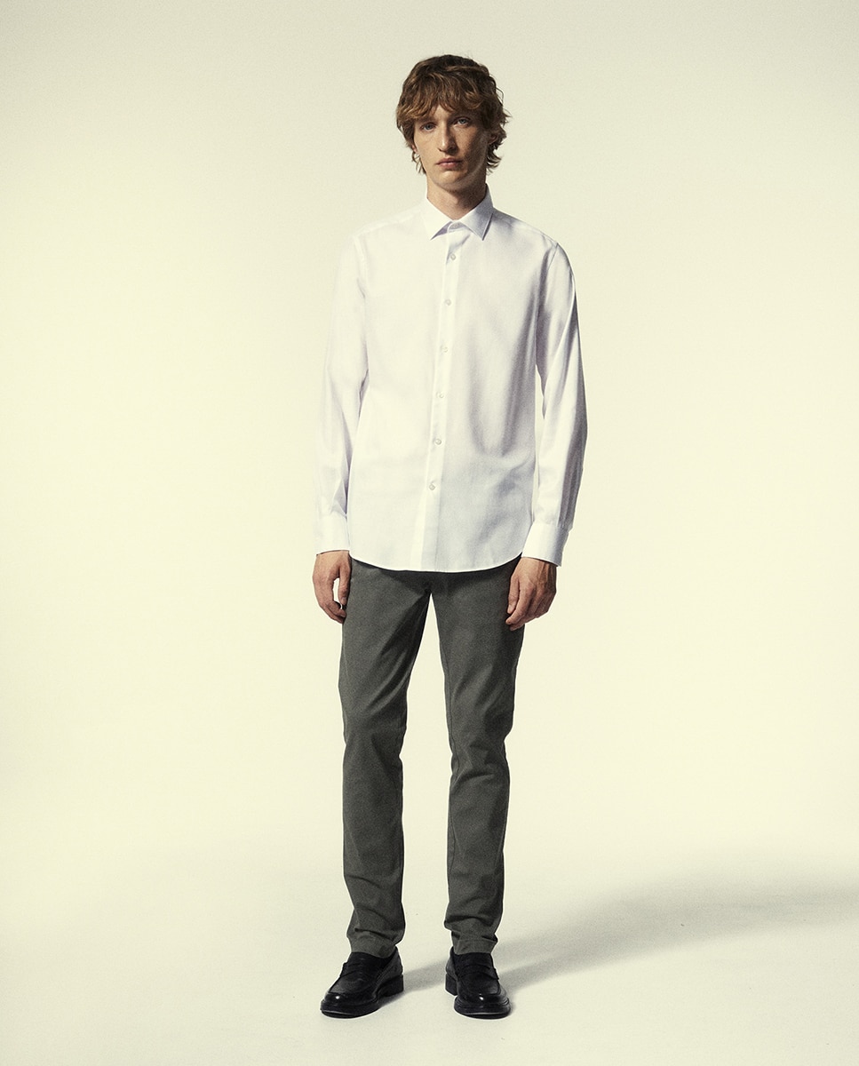 Camisa Slim de Sarja Branco-2