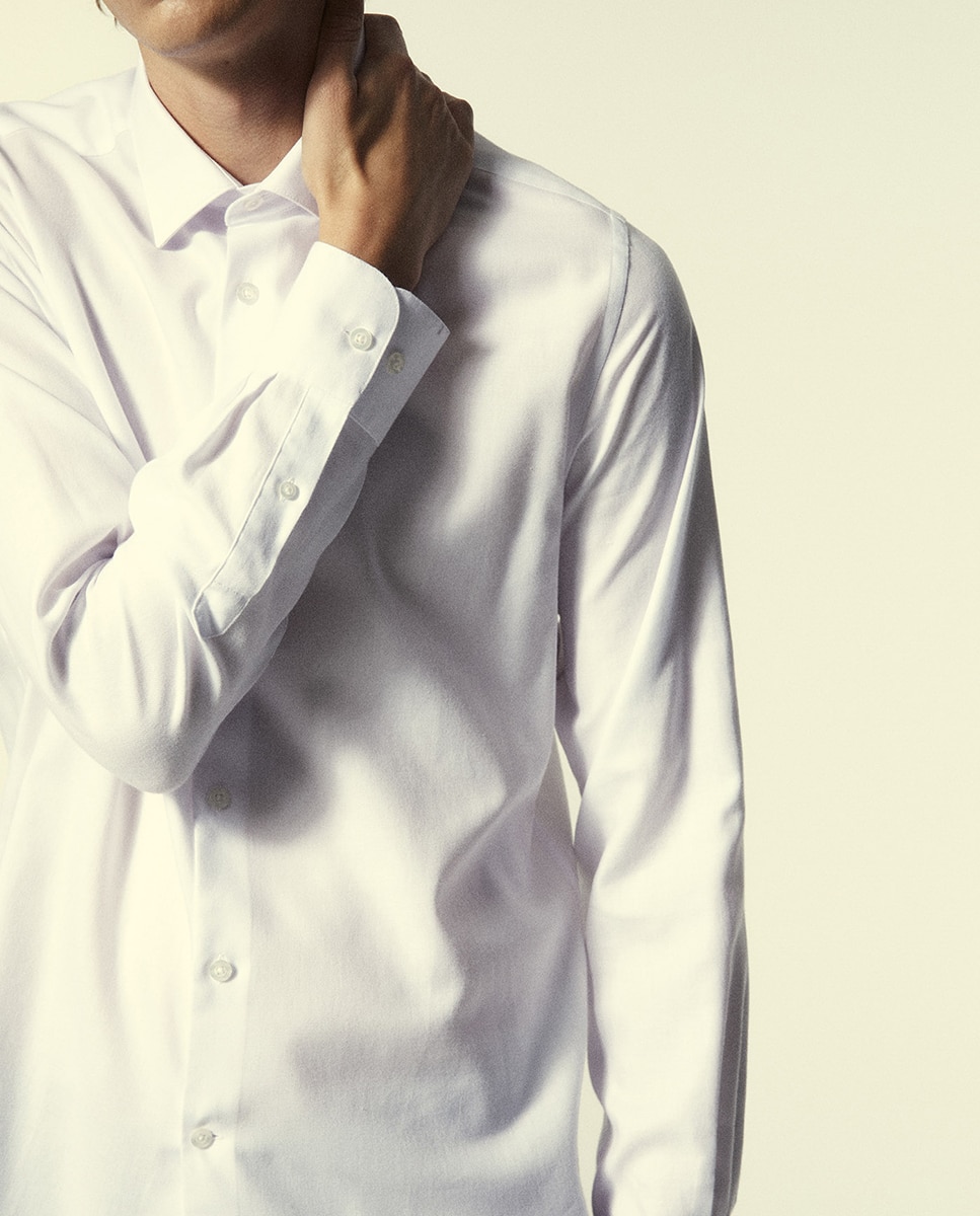 Camisa Slim de Sarja Branco-3
