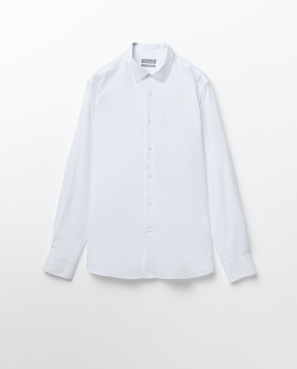 Camisa Slim de Sarja Branco-7