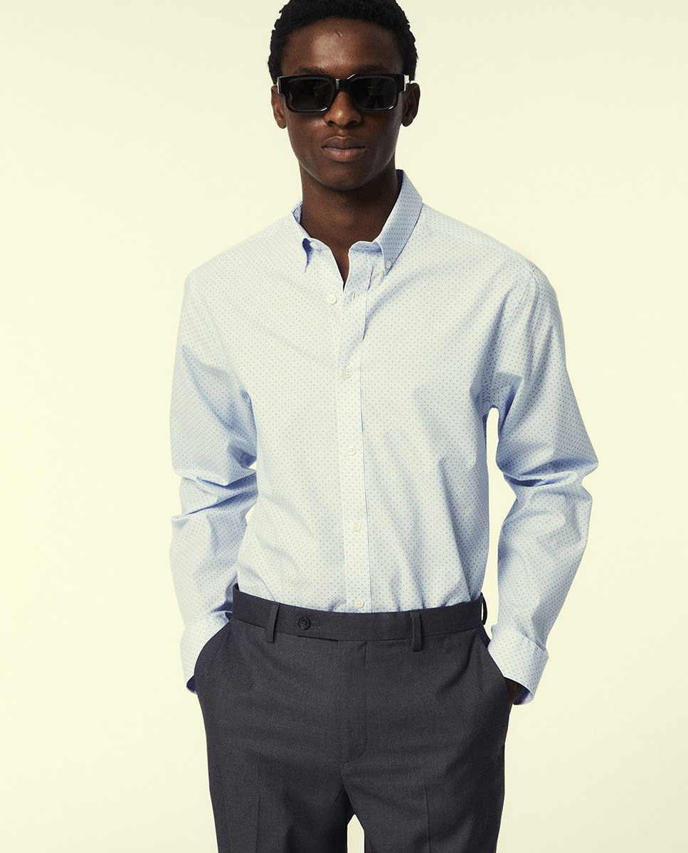 Imagem 0 de Camisa Slim com Estampado às Riscas