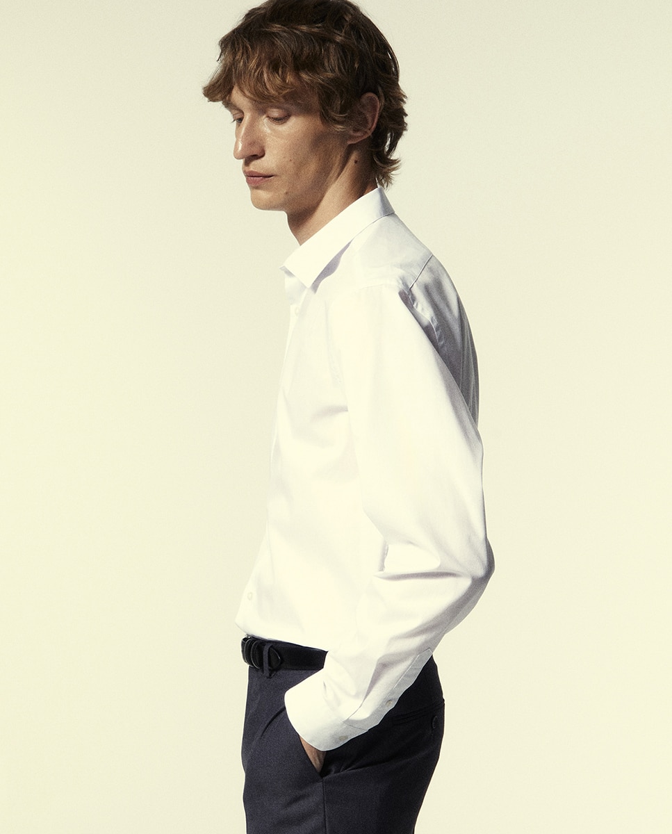 Camisa Slim de Popelina Branco-3