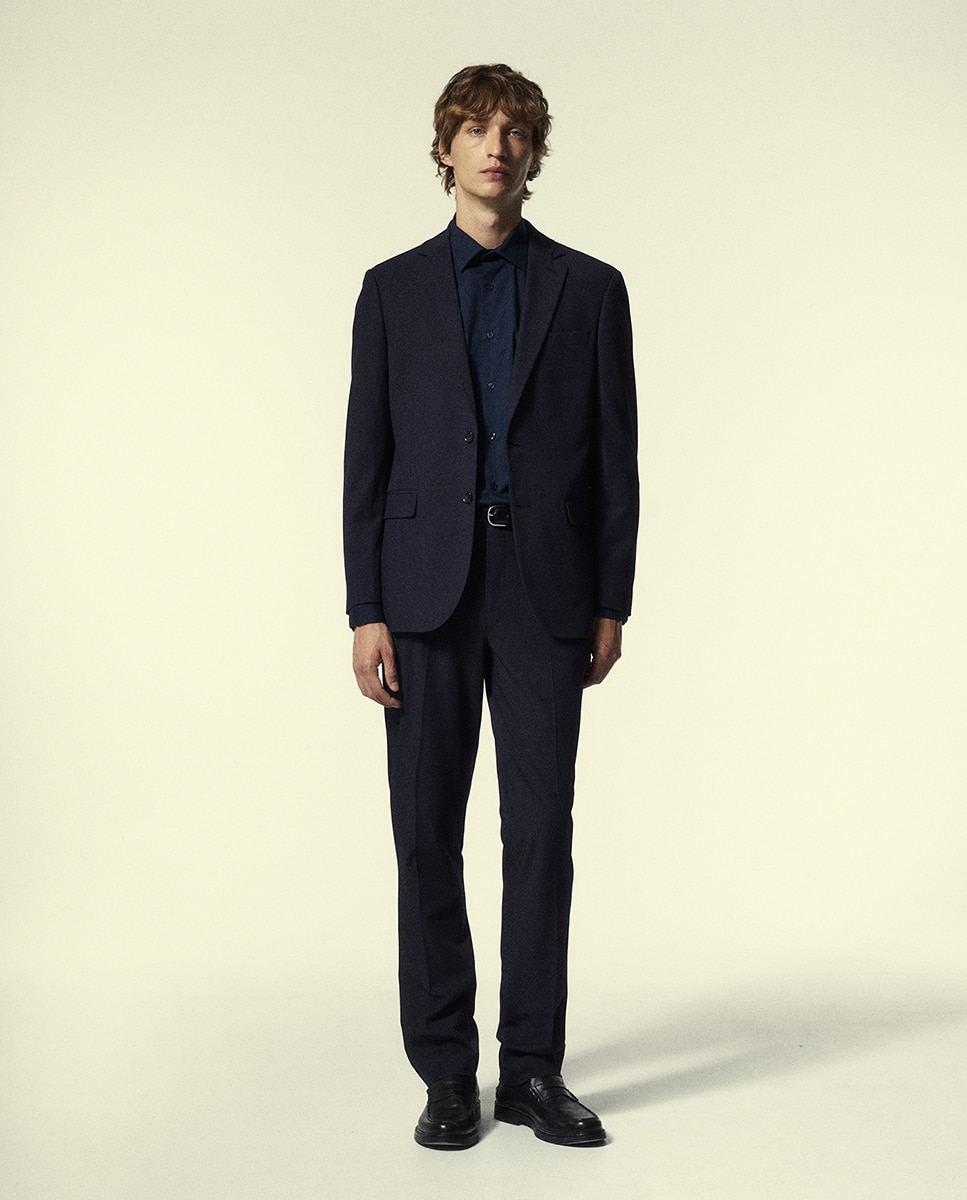 Camisa Slim de Popelina Azul-marinho-4