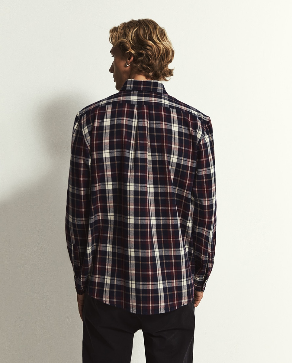 Camisa aos Quadrados em Flanela Azul-marinho-5