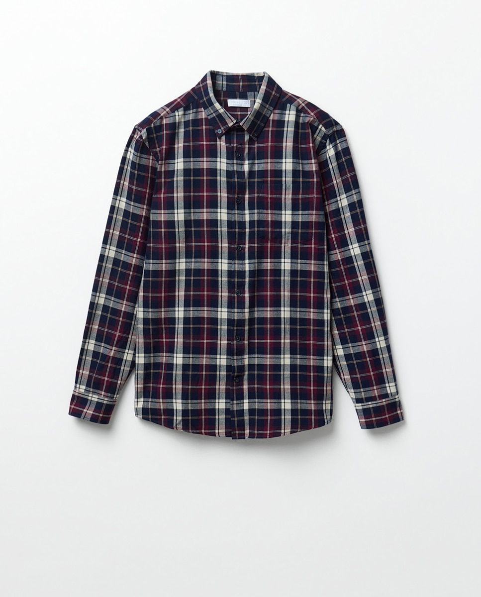 Camisa aos Quadrados em Flanela Azul-marinho-6