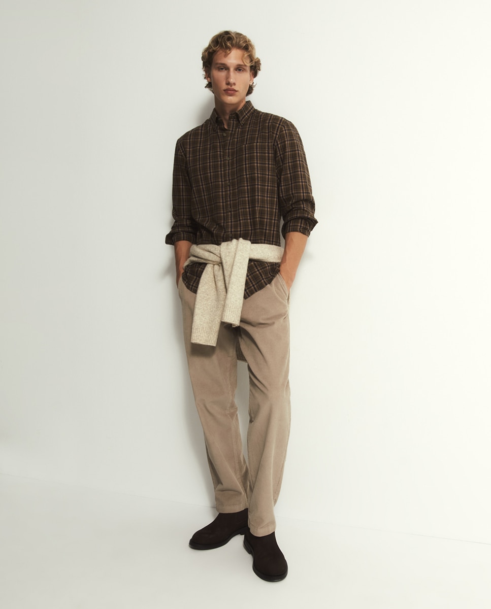 Camisa franela cuadros - Sfera - 520 Kaki 520 Kaki-3