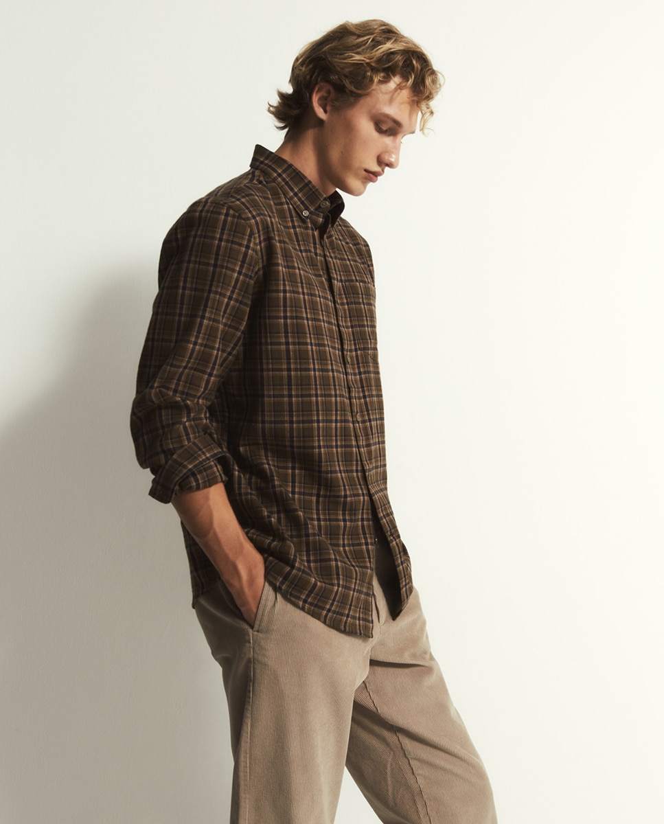 Camisa franela cuadros - Sfera - 520 Kaki 520 Kaki-4