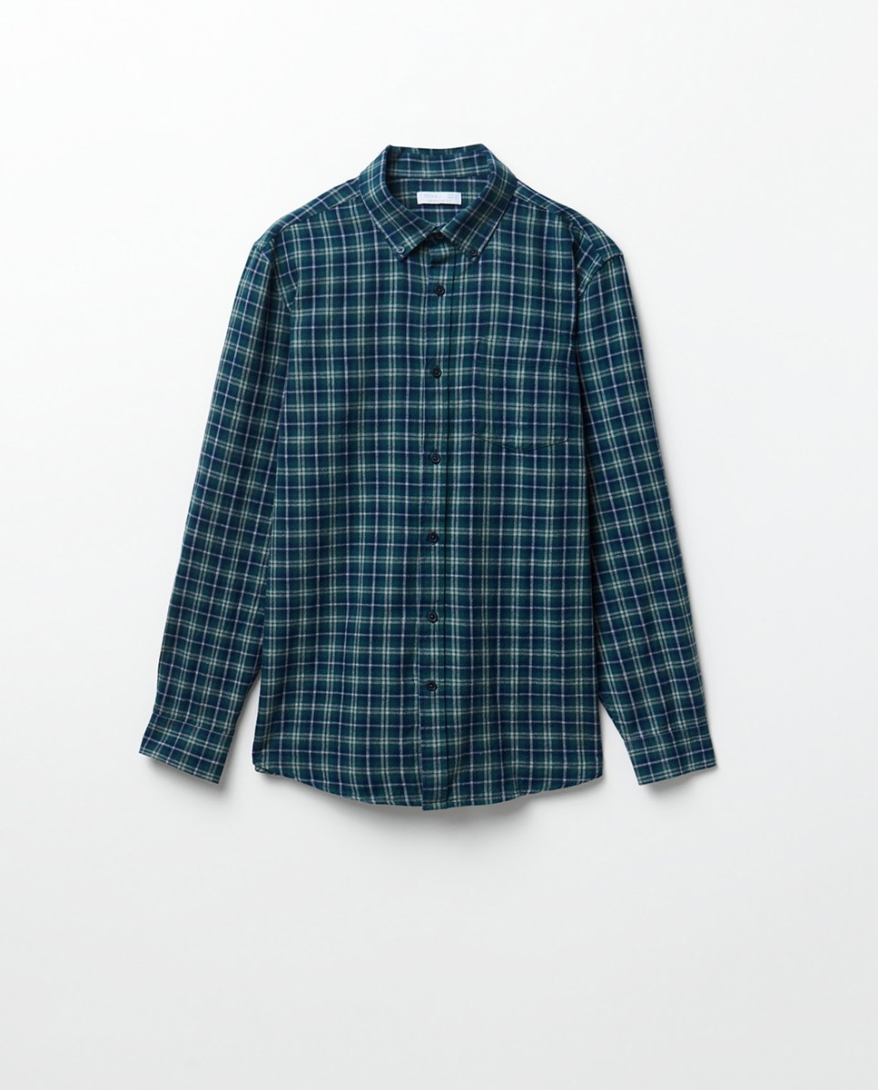 Camisa aos Quadrados em Flanela Verde-6