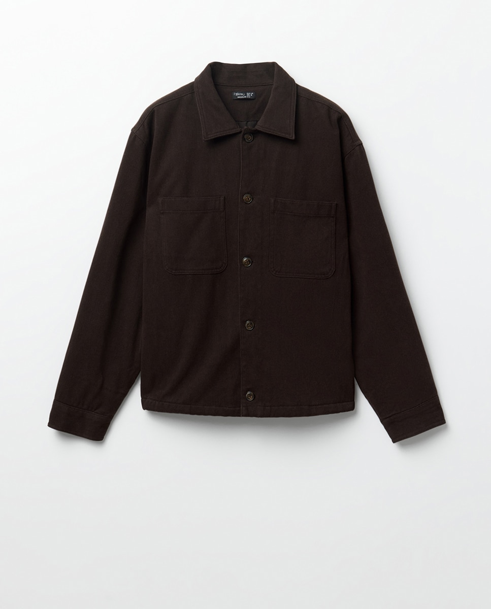 Sobrecamisa com bolsos Castanho-7