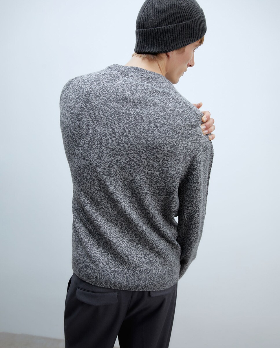 Camisola de Malha com Decote Redondo Twisted Cinzento-2