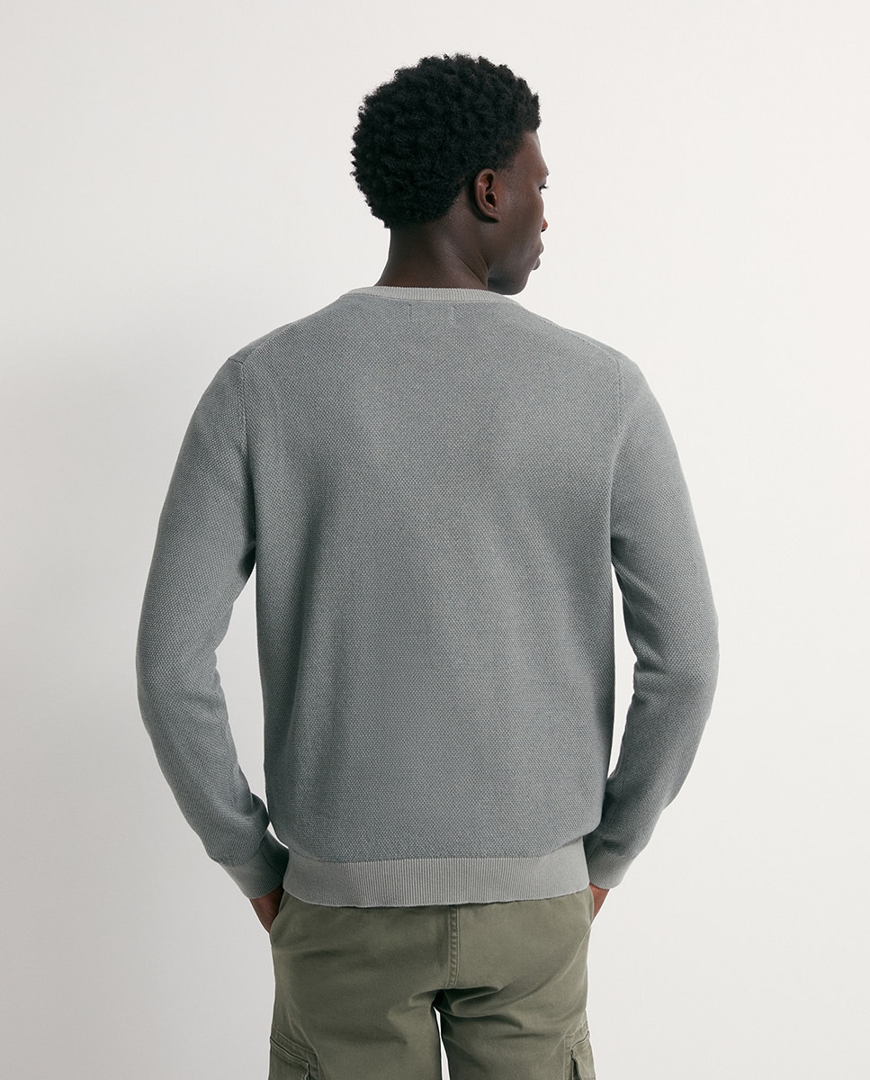 Camisola de Malha com Decote Redondo e Estrutura Verde-claro-4