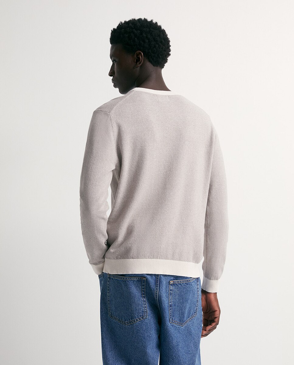 Camisola de Malha com Decote Redondo e Estrutura Cru-4
