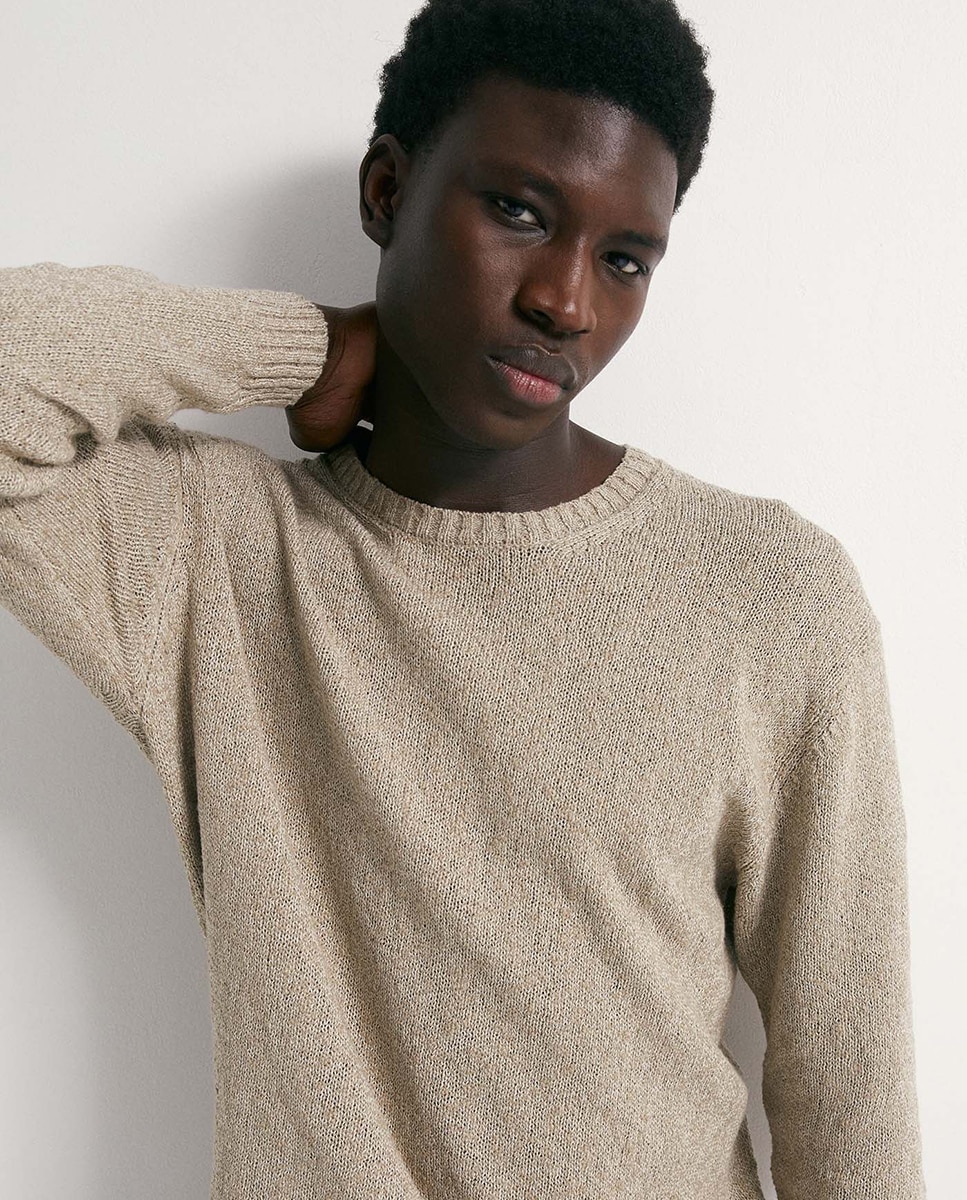 Camisola de Malha Boucle Castanho-claro-4