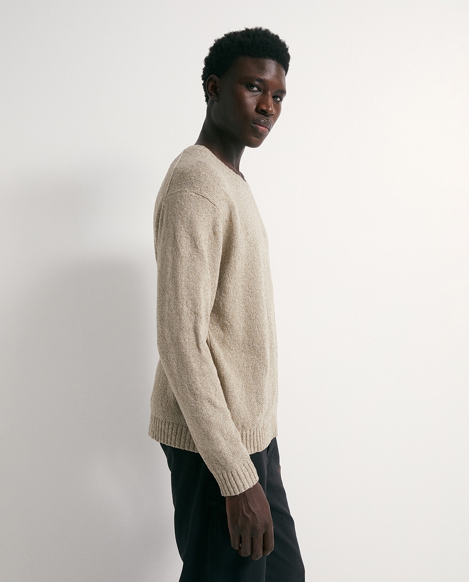 Camisola de Malha Boucle Castanho-claro-5