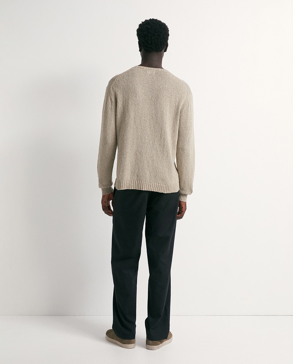 Camisola de Malha Boucle Castanho-claro-6