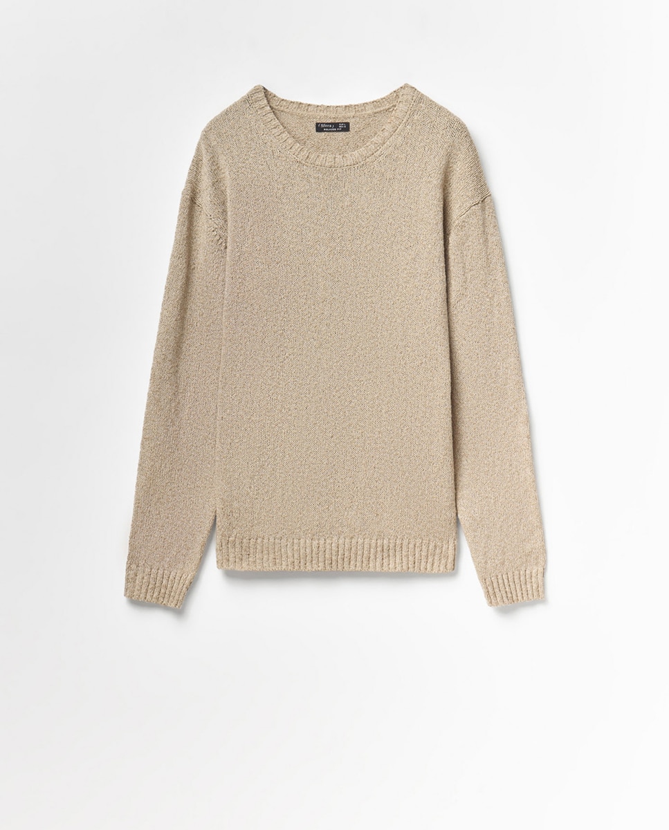 Camisola de Malha Boucle Castanho-claro-7