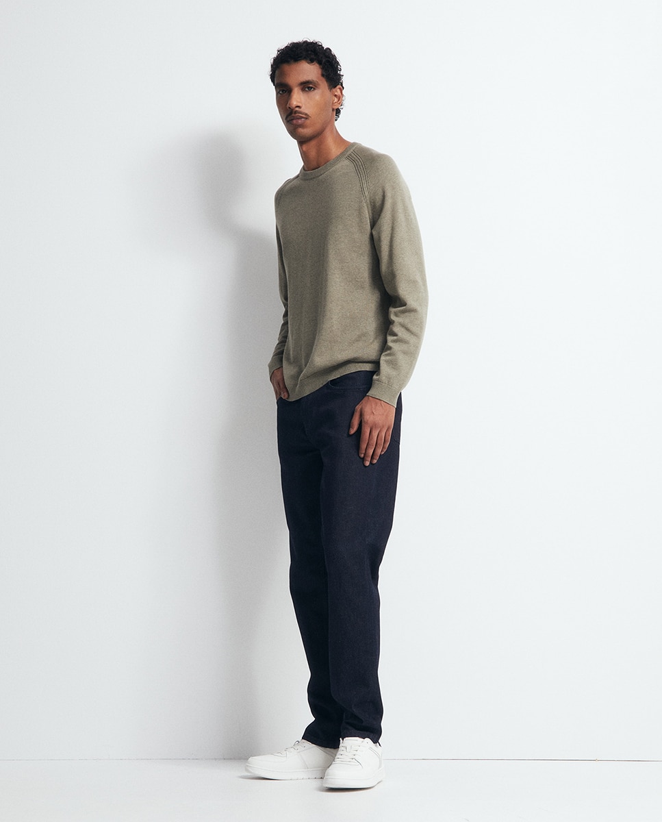 Camisola de Malha com Decote Redondo Verde-2
