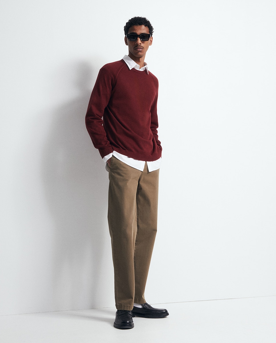 Camisola de Malha com Decote Redondo 600 Vermelho-5