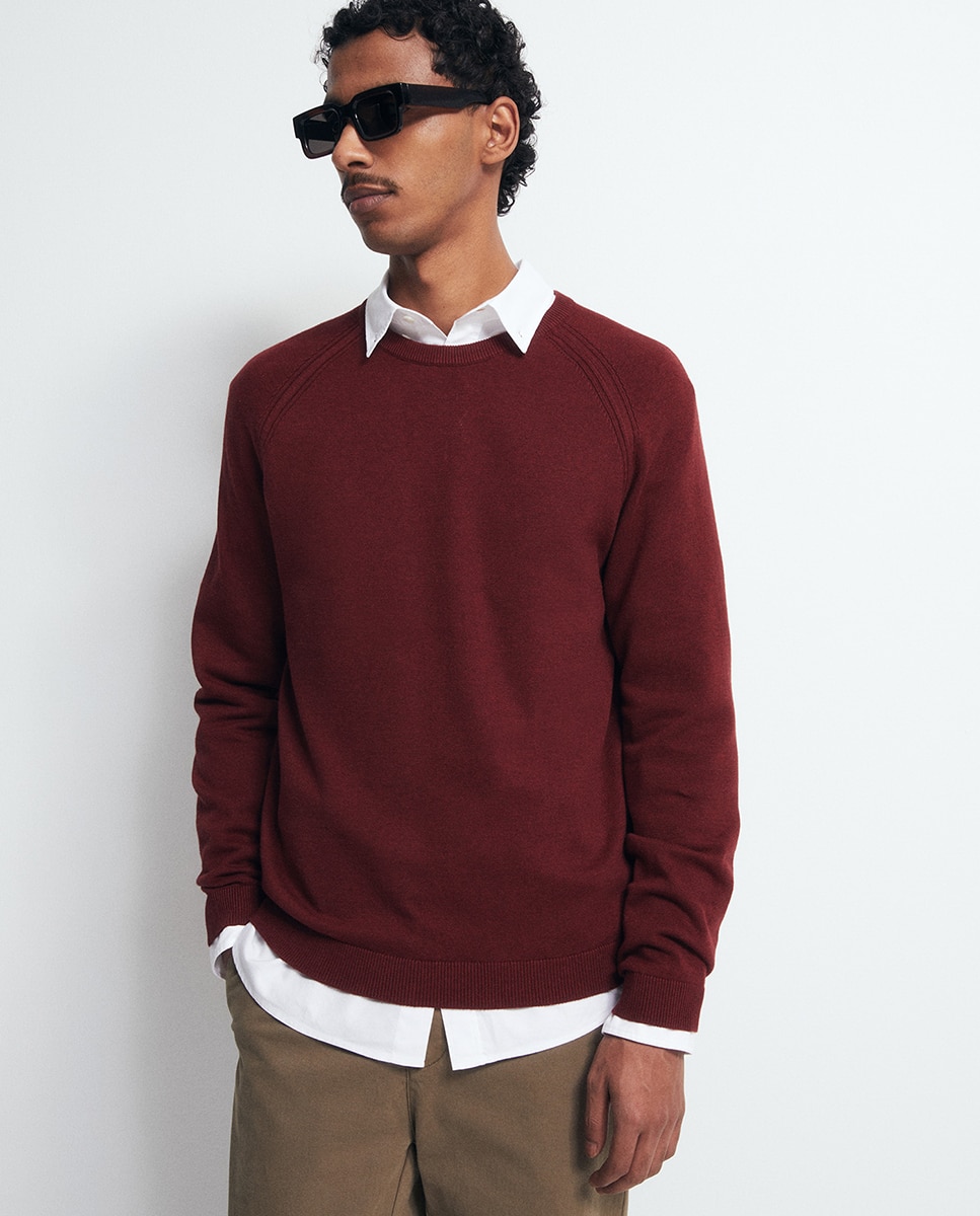 Camisola de Malha com Decote Redondo 600 Vermelho-6