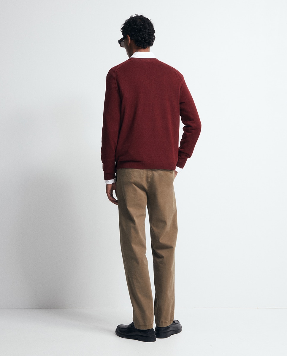 Camisola de Malha com Decote Redondo 600 Vermelho-8