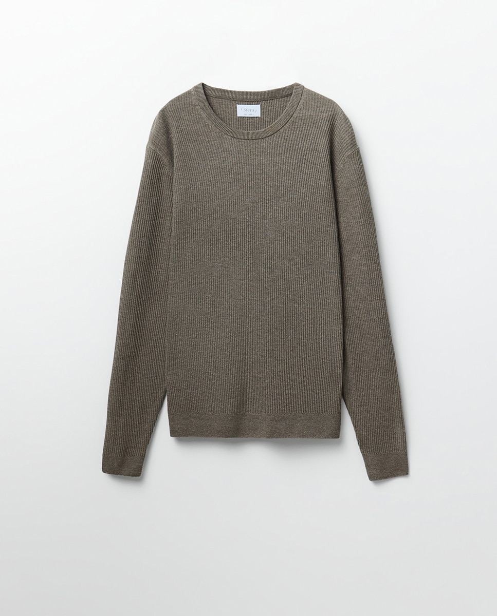Camisola de Malha com Decote Redondo Twisted Vison Claro-5