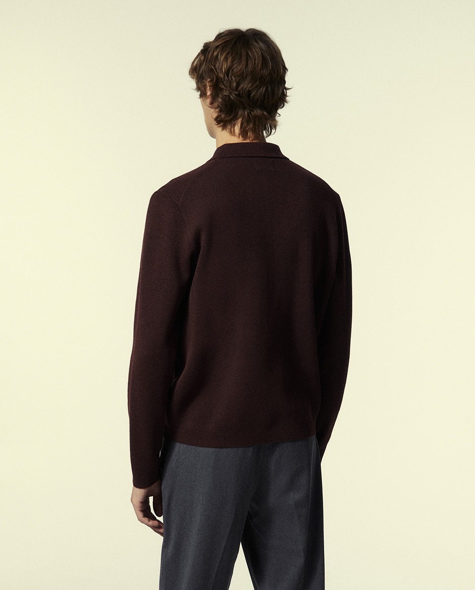 Camisola de malha com colarinho de pólo Bordeaux-5