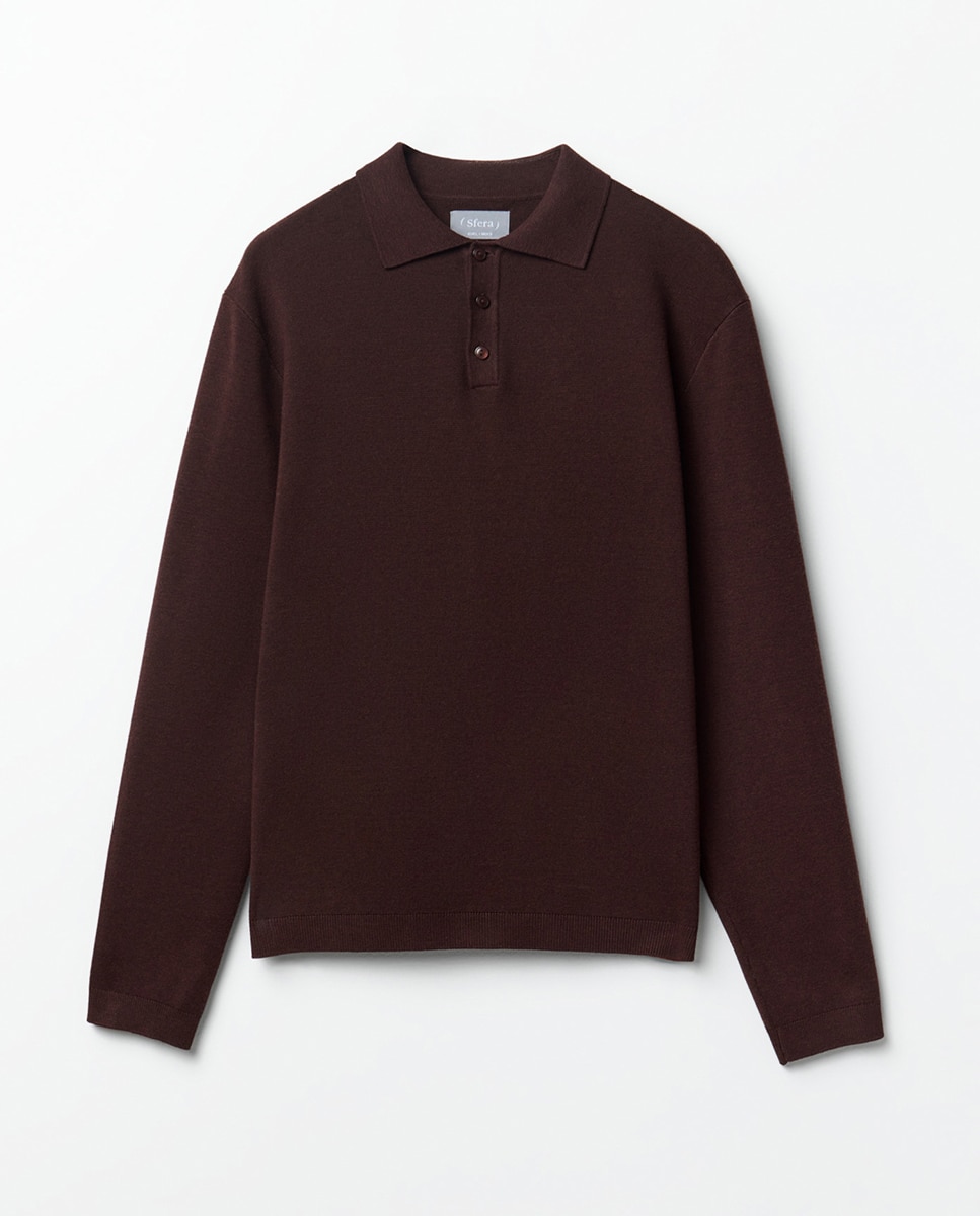 Camisola de malha com colarinho de pólo Bordeaux-6