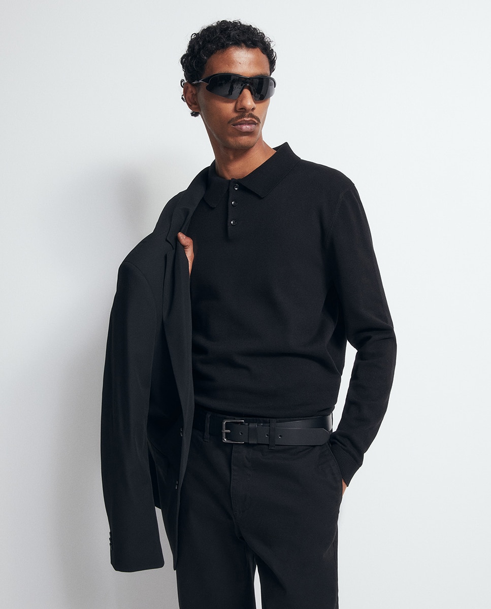 Imagem 0 de Camisola de malha com colarinho de pólo
