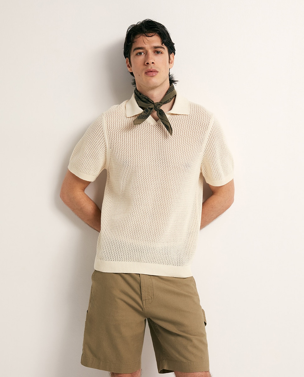 Imagem 0 de Camisola de Malha Tipo Polo Rendilhado