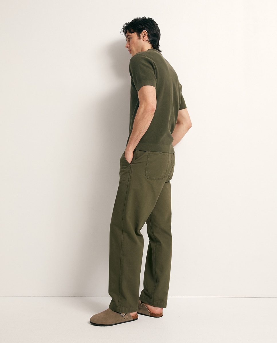 Camisola de Malha Tipo Polo com Estrutura Caqui-4
