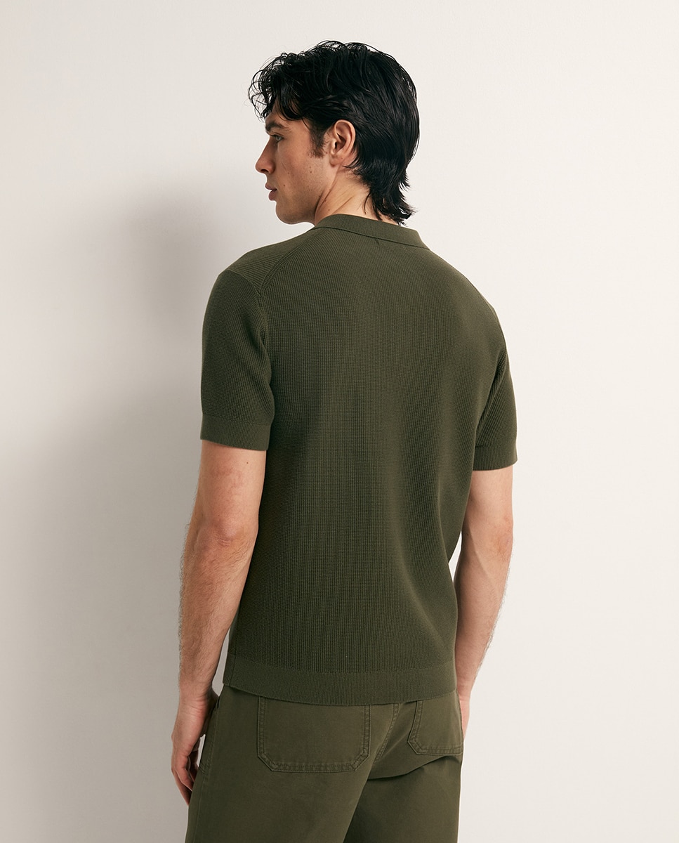 Camisola de Malha Tipo Polo com Estrutura Caqui-5