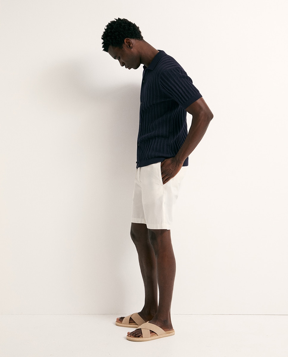 Camisa Aberta Rendilhada Azul-marinho-6