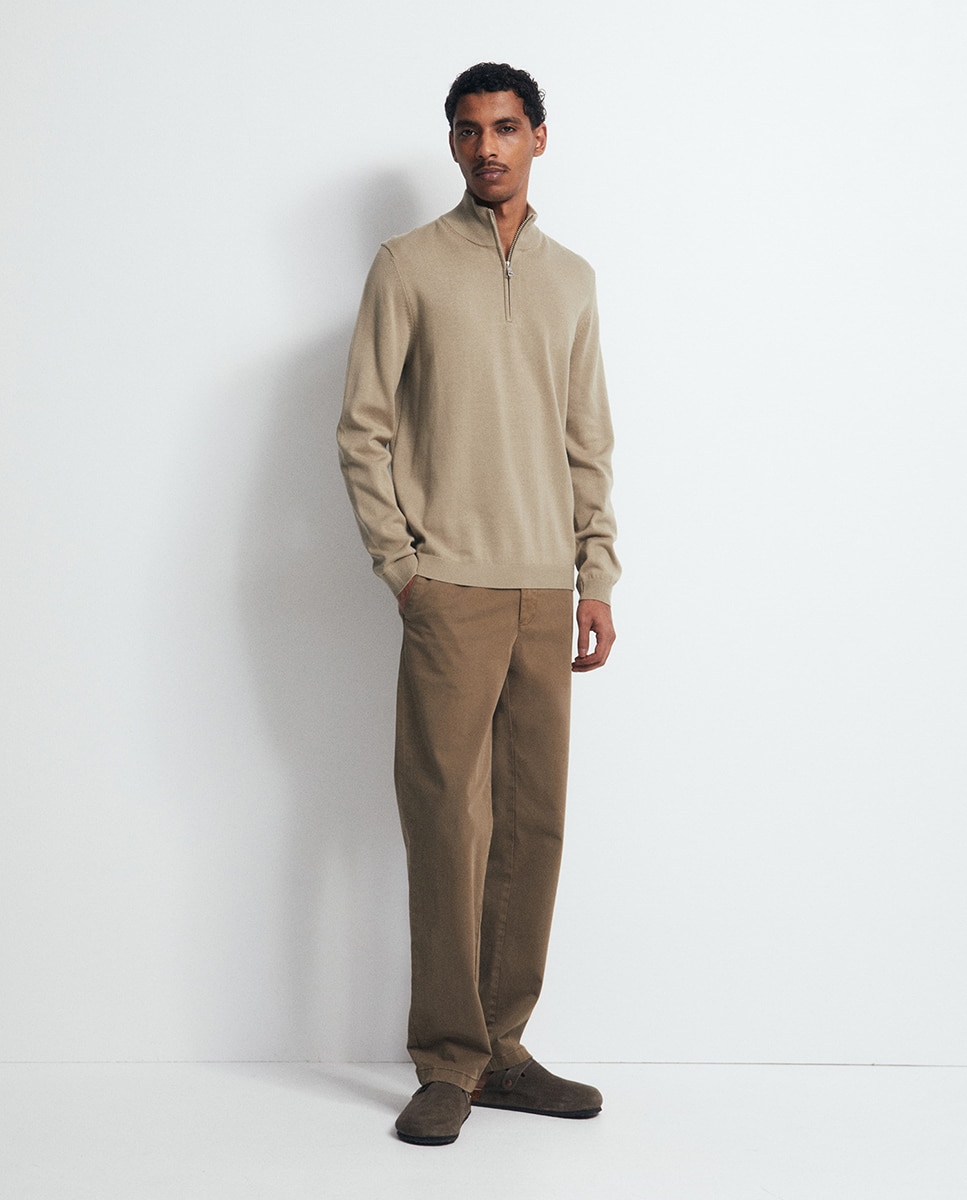 Camisola de Malha com Fecho de Correr Verde-2