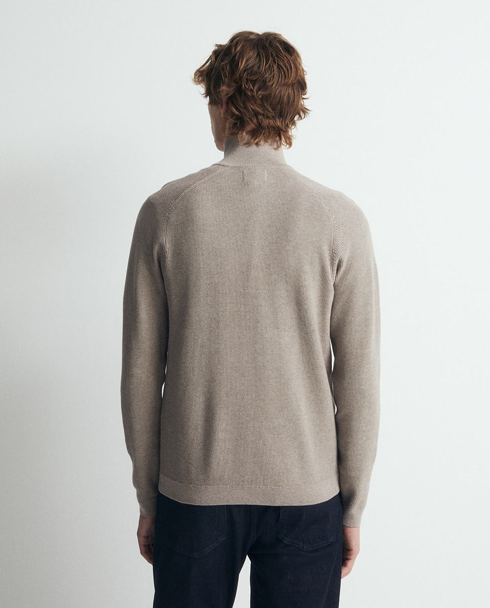 Camisola de Malha com Fecho de Correr e Estrutura Vison Claro-5