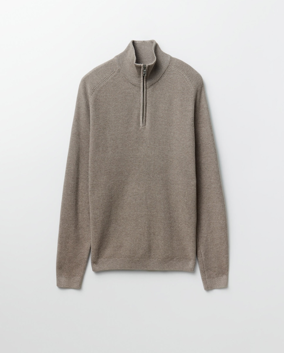 Camisola de Malha com Fecho de Correr e Estrutura Vison Claro-6