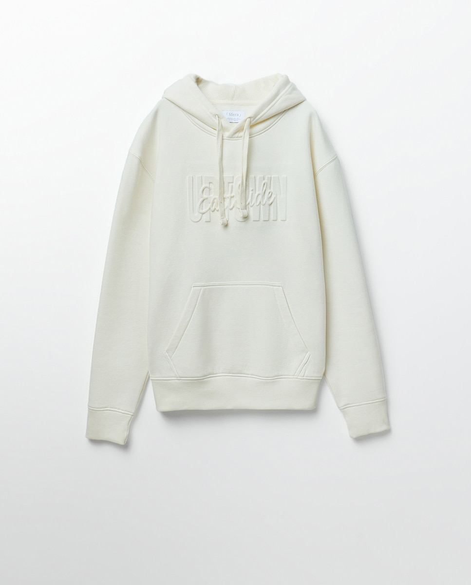 Sweatshirt com Efeito de Relevo Branco-6