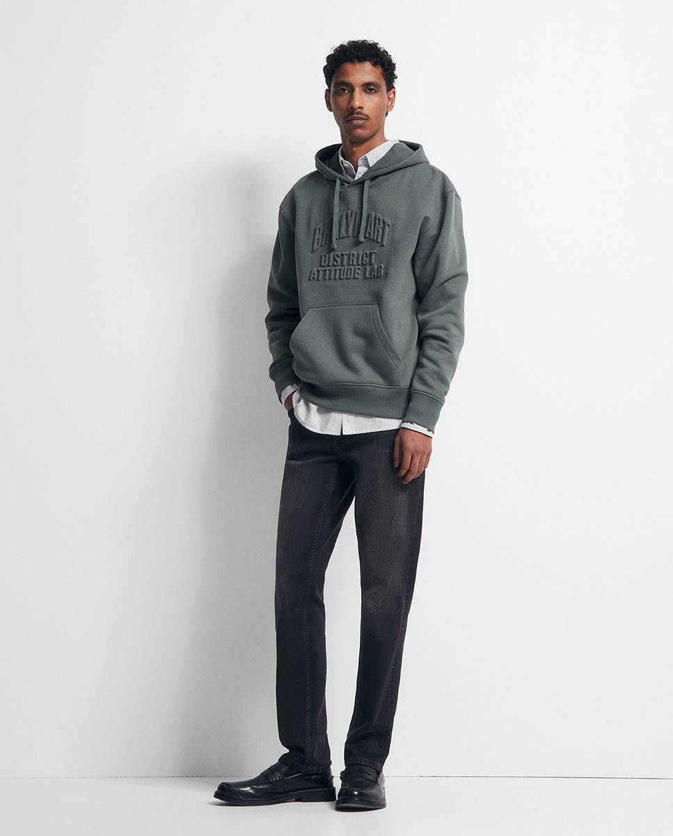 Sweatshirt com Efeito de Relevo Verde-2