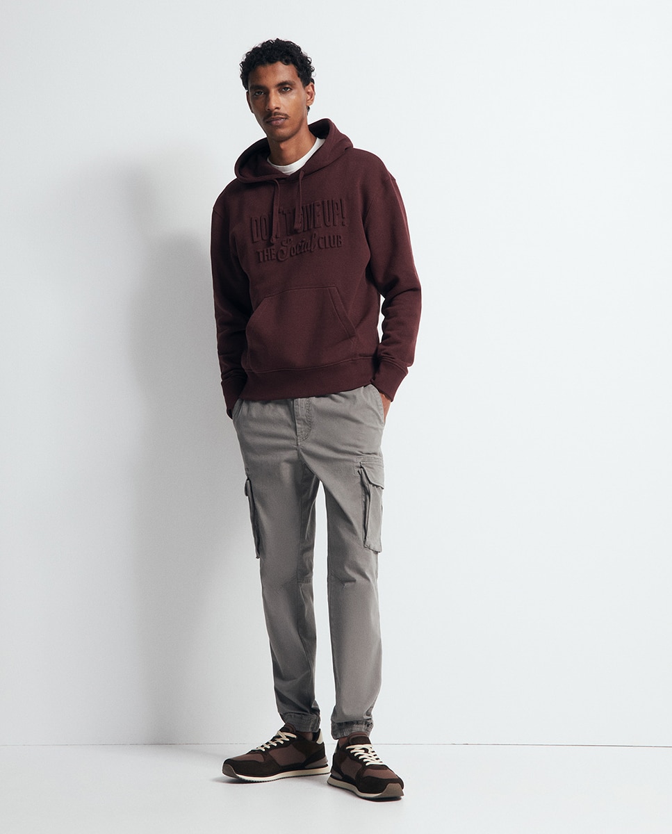 Sweatshirt com Efeito de Relevo Bordeaux-2