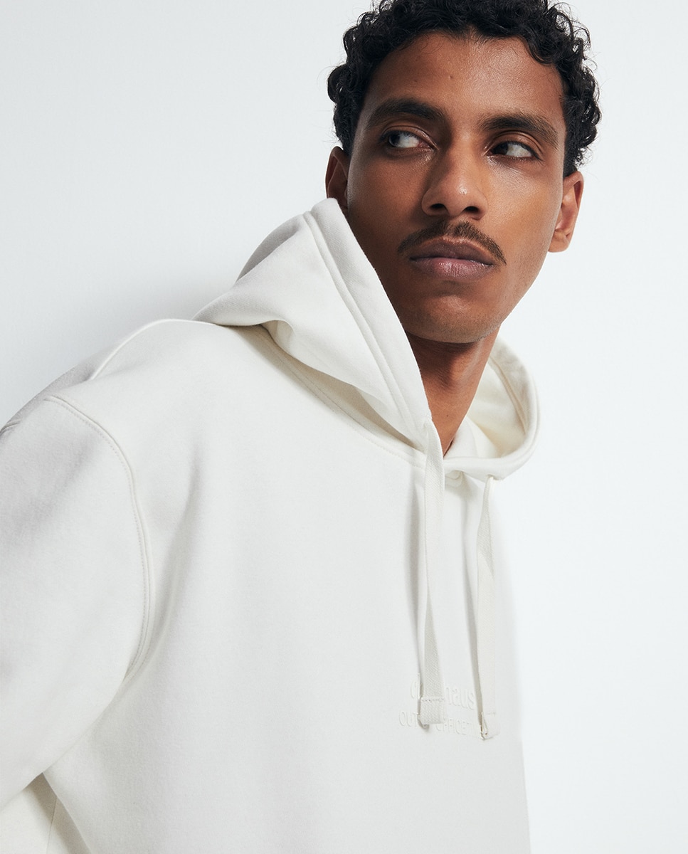 Sweatshirt com Estampado Club Branco-marfim-3