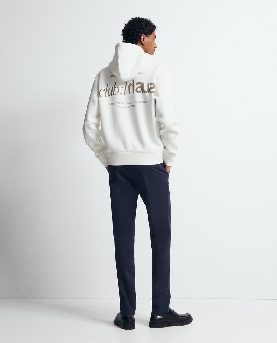 Sweatshirt com Estampado Club Branco-marfim-5