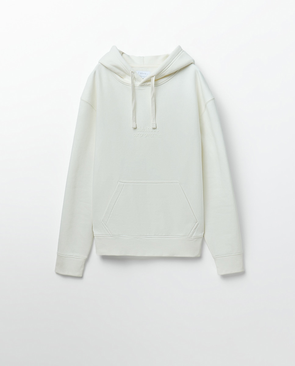 Sweatshirt com Estampado Club Branco-marfim-6