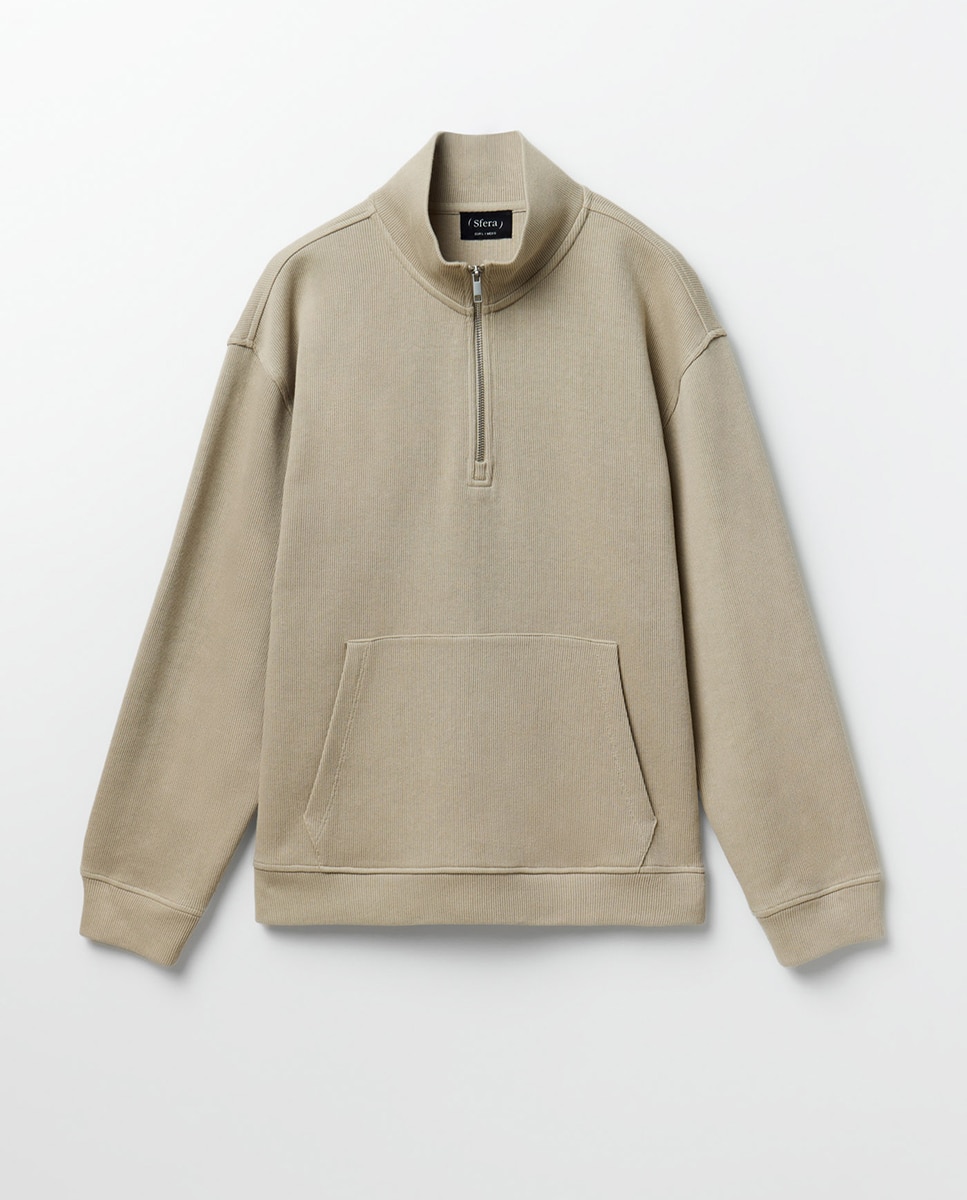 Sweatshirt com Gola Alta 850 Pedra-6