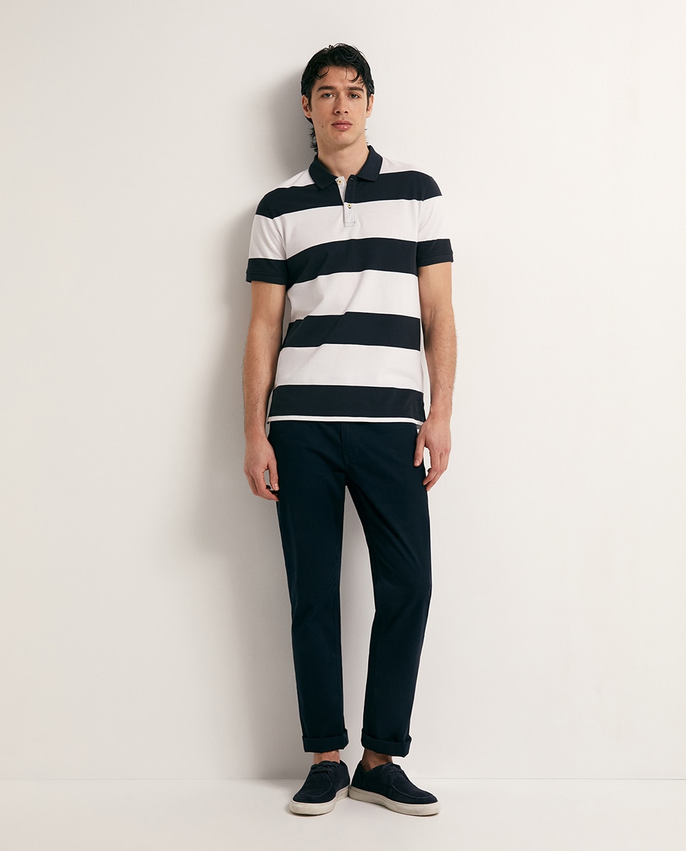 Polo Piqué às Riscas Azul-marinho-2