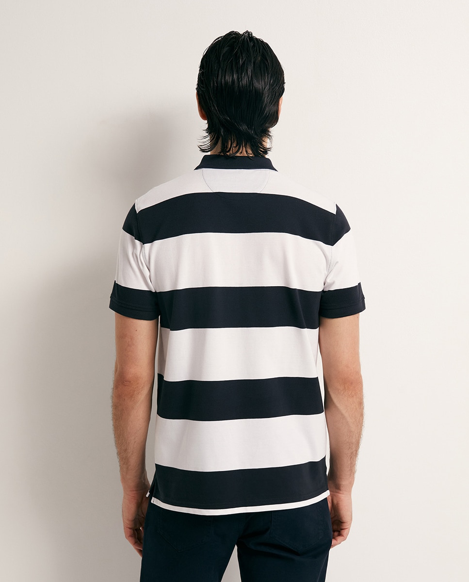 Polo Piqué às Riscas Azul-marinho-4