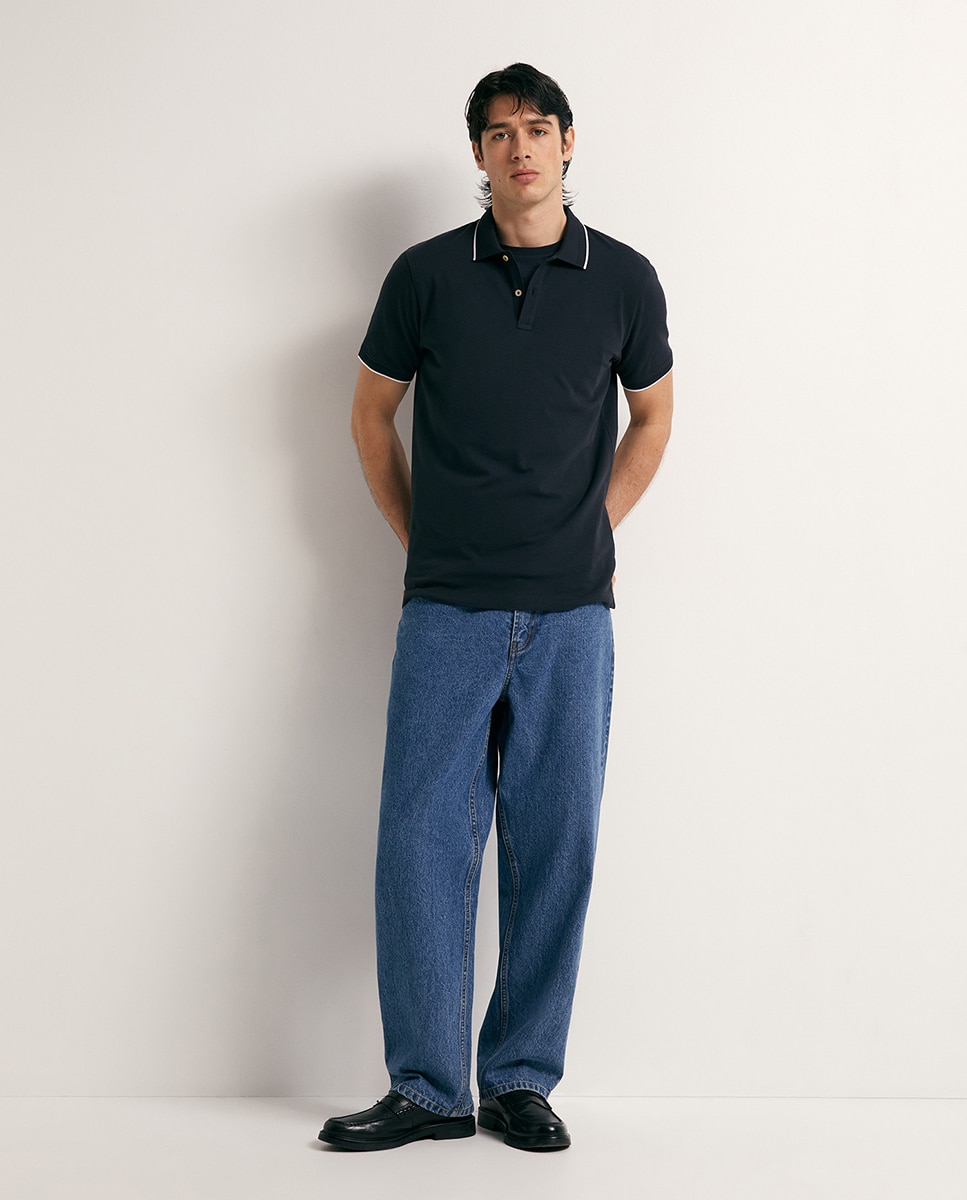 Polo de Manga Curta Azul-marinho-2