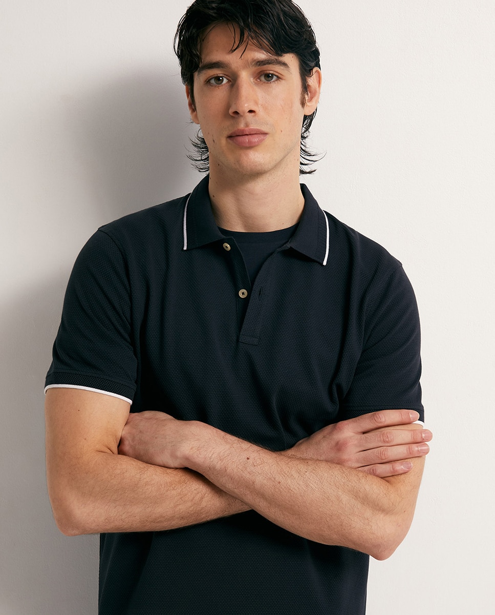 Polo de Manga Curta Azul-marinho-3