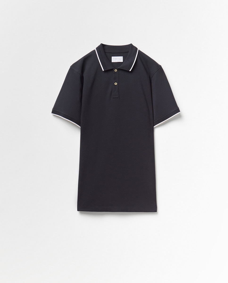 Polo de Manga Curta Azul-marinho-5